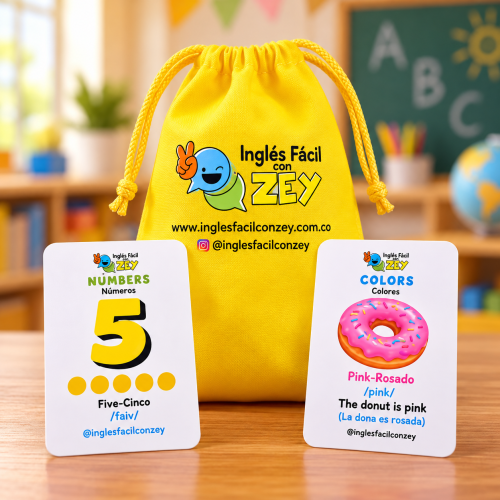 Números y Colores -Flash Cards - 24 Imágenes. Inglés Fácil con Zey.